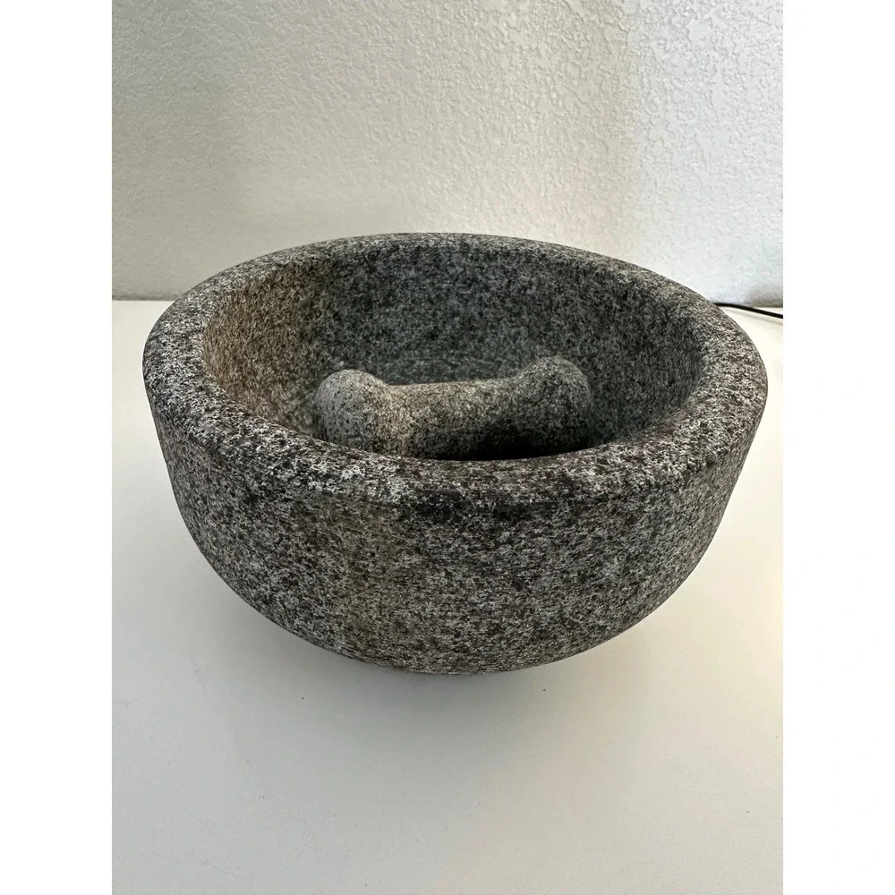 Gray Heavyweight Granite Stone Mortar and Pestle Set Large